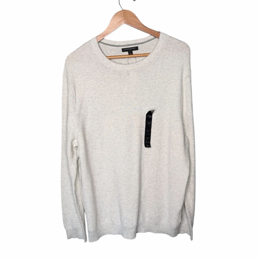 NWT Banana Republic Light Heather Grey Lightweight Thermal Sweater